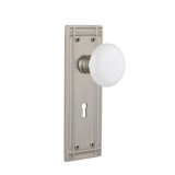 Mission Plate with Decorative Keyhole and White Porcelain Door Knob