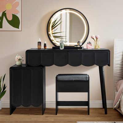 Ensemble de coiffeuse avec tabouret et miroir à DEL