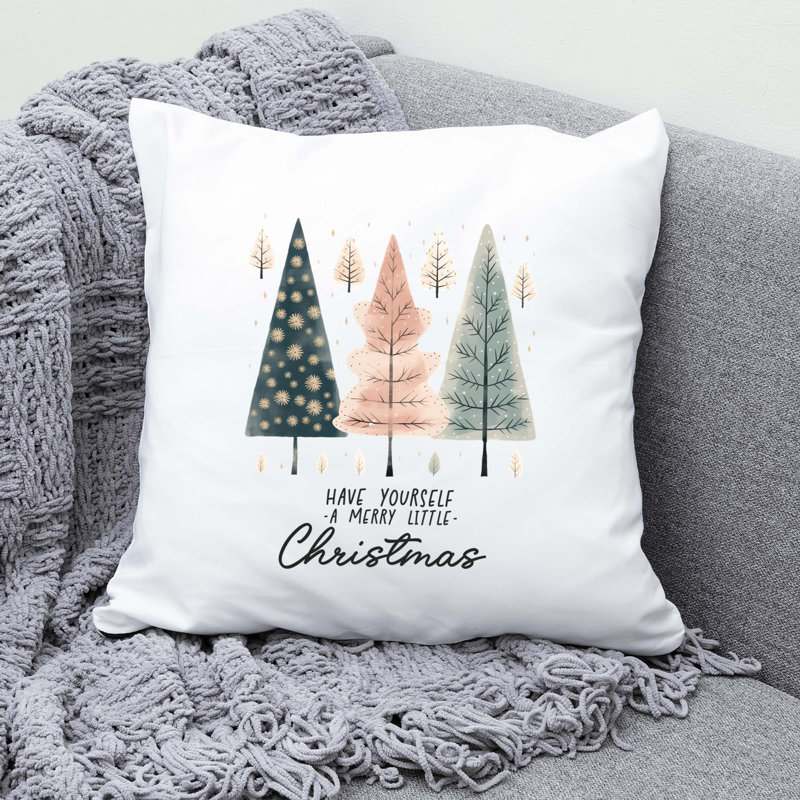 02_Hygge_Christmas_tree Reversible Throw Pillow, 16" x 16"