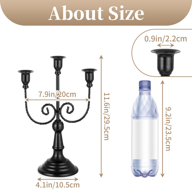Arywn Metal Tabletop Candlestick, Black