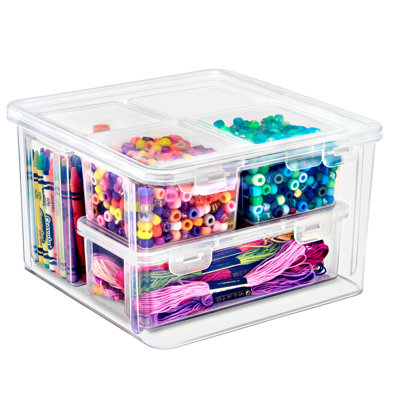  Sorbus Storage Set with Secure Lids - Clear Stackable Plastic Bins - 6 Pack