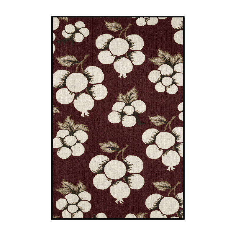  Tapis lavable à motif de fruits blancs cassis, Rectangle 4pi x 6 pi