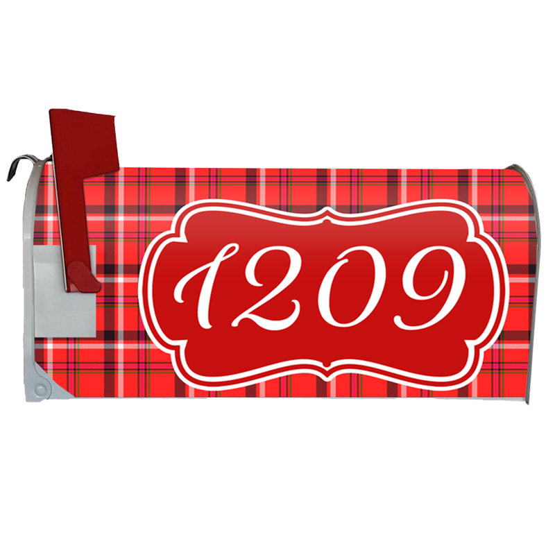 Vinyl Mailbox Cover, 25.5" H x 20.75" W x 0.02" D, Red/White