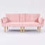 72" Foldable Pink Velvet Double Sofa, Space-Saving
