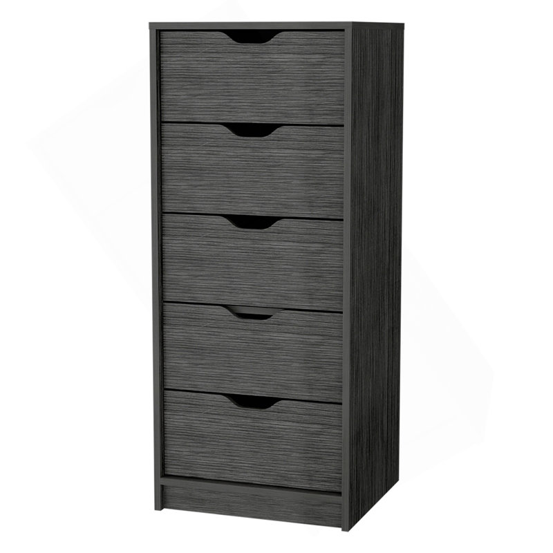 Commode 5 tiroirs Dillon, commode haute Dillon, Fumée