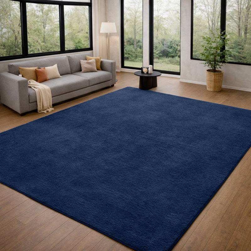 Solid Color Machine Tufted Pashmina Area Rug., Rectangle 120 x 170 cm, Navy