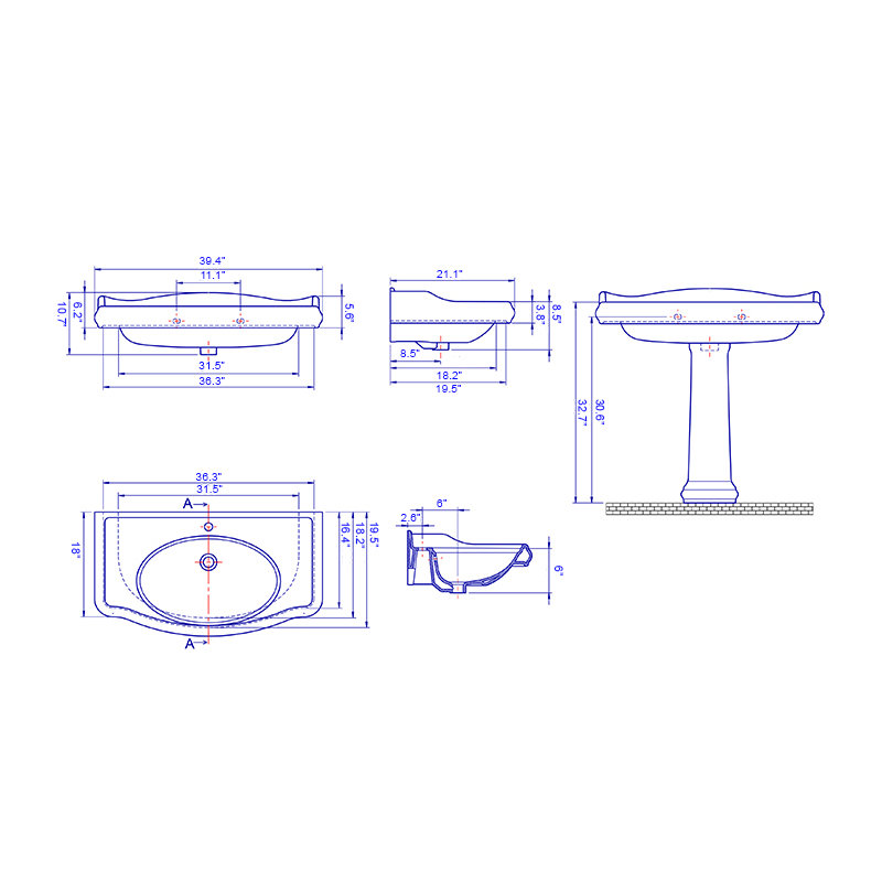 CeraStyle By Nameeks 1837 21.1'' White Ceramic Rectangular Bathroom Sink with Overflow, 4" Centerset