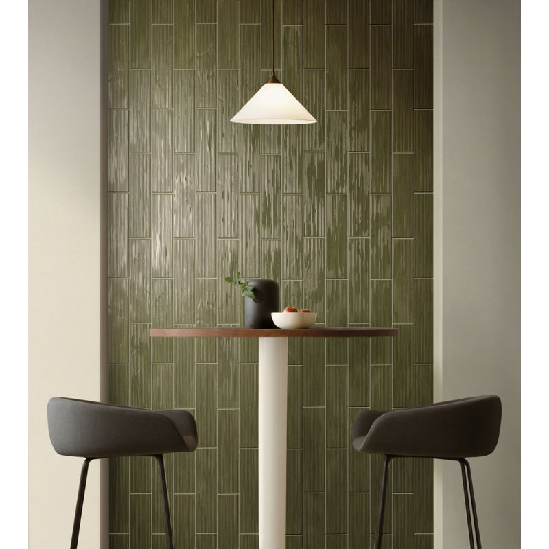 Forma 3-in. x 12-in. Textured Subway Glossy Porcelain Wall Tile, Fern