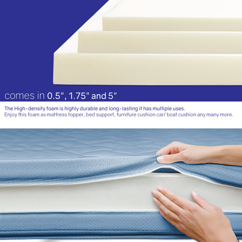 Mousse faite sur mesure pour le remplacement des coussins, des chaises et des coussins, H 38 po x l 74 po x P 1,75 po