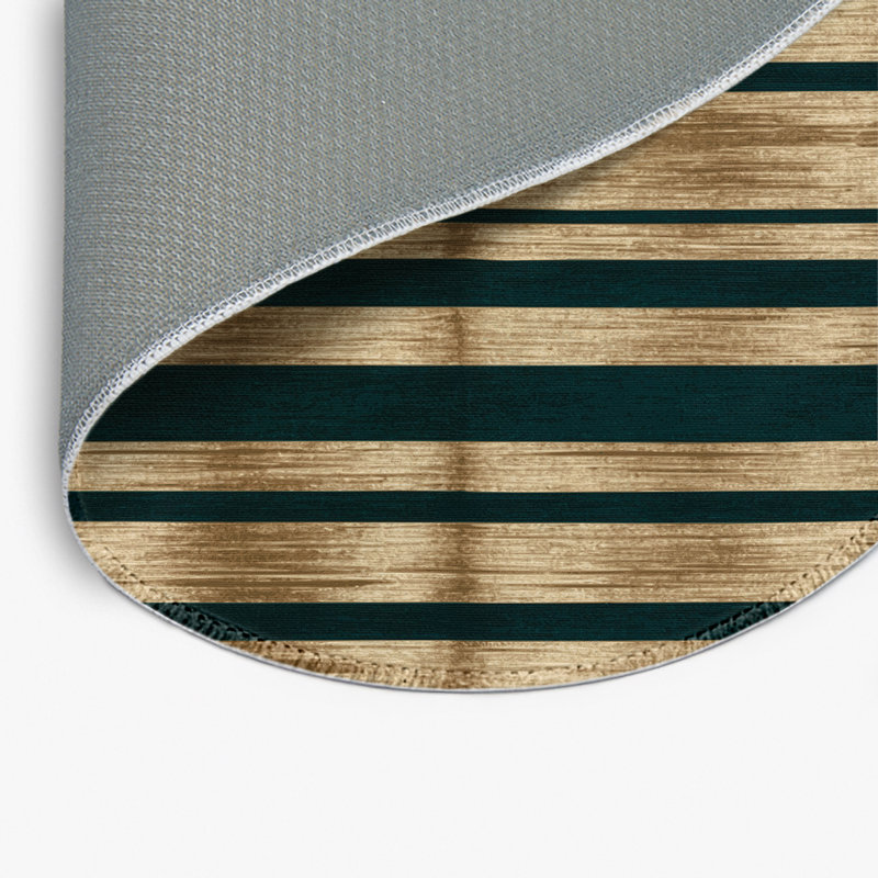 Tapis intérieur / extérieur vert HorizontalStripes, Rond 5 pi