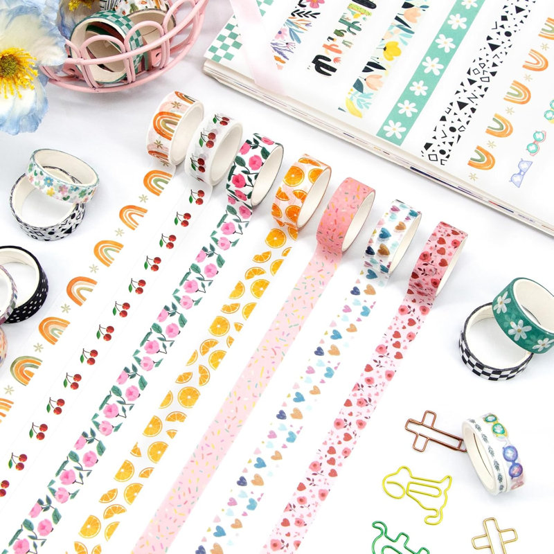 Ensemble de 55 rubans de style bohémien Holiday Washi, ruban décoratif de couleur saisonnière
