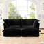 2 avec repose-pieds, tissu velours côtelé, salon élégant noir, 2 places, sièges confortables inclus