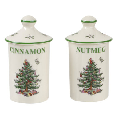 Christmas Tree 2 Piece Spice Jars Set