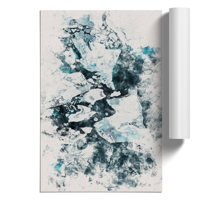 Broken Glacier in Iceland Watercolour - Frameless Print, 84cm H x 59cm W x 0.1cm D