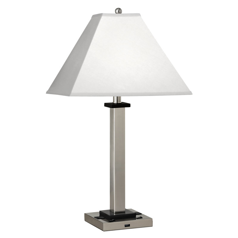 Lampe de table 28 po argent/noir canello avec USB et prise