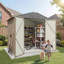 6 pi L 4 pi. D - Abri de rangement en métal avec structure de plancher, brun-124456356