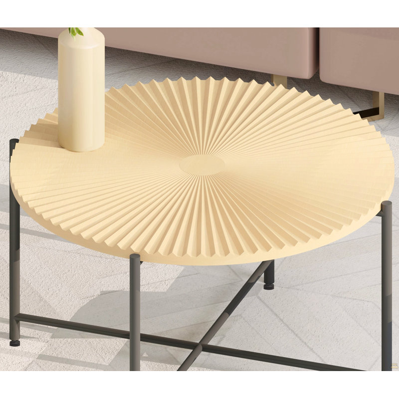 Ensemble de table basse et de bout 2 pièces - Panneau de fibres à densité moyenne imperméable avec housse en PVC, Brun pâle
