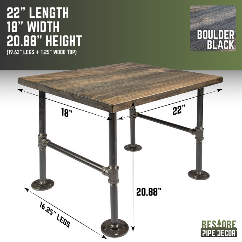 Table de bout 20,88 po, Noir Boulder