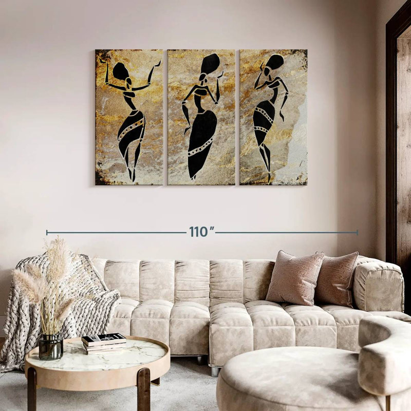 «Dancing African Women», reproduction sur toile, H 48 po x l 74 po x 1,25 po