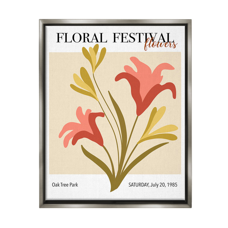 "Floral Festival Abstraction Floater Frame" par Regina Moore sur toile, Cadre flottant gris lustré, H 31 po x l 25 po