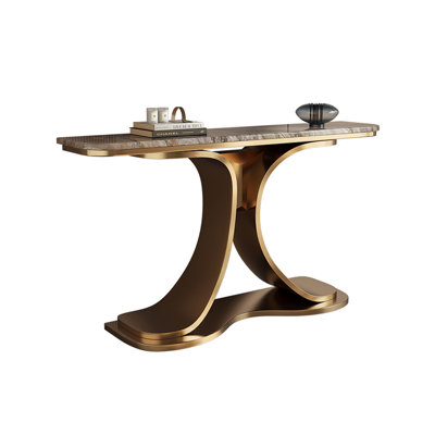 39.37"Modern Minimalism Gold Color Marble Entryway Table