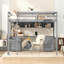 Lit mezzanine double avec bureau, armoires, tiroirs et plateau de chevet, station de charge-458669142