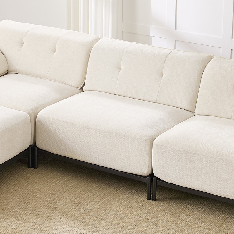 Chaise sans accoudoirs en chenille, Beige