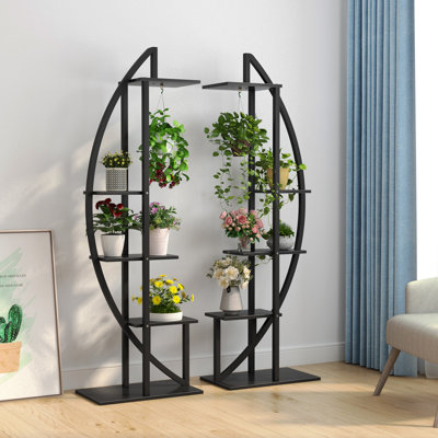 5-Tier Plant Stand Pack of 2, Multi-Purpose Curved Display Shelf Plant Stand Rack