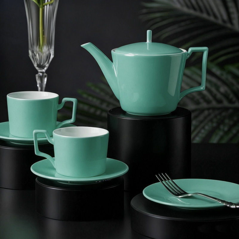11 Piece Mint Green Ceramic Tea Set, Mint Green