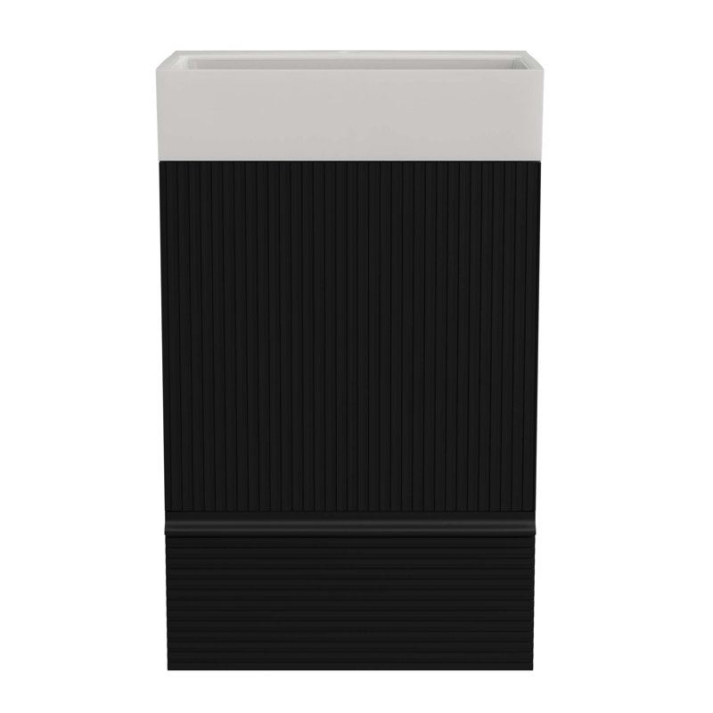 Gada 20" Striped Matt Bathroom Vanity With Ceramic Sink, Freestanding Bathroom Cabinet For Modern Bathroom, Black
