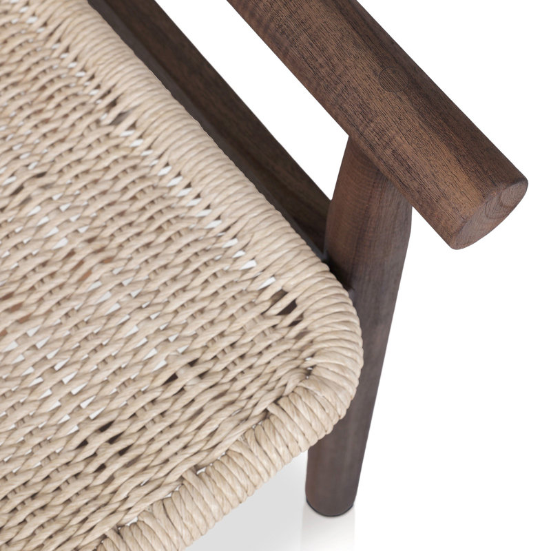 Dume Outdoor Dining Armchair, White/Brown