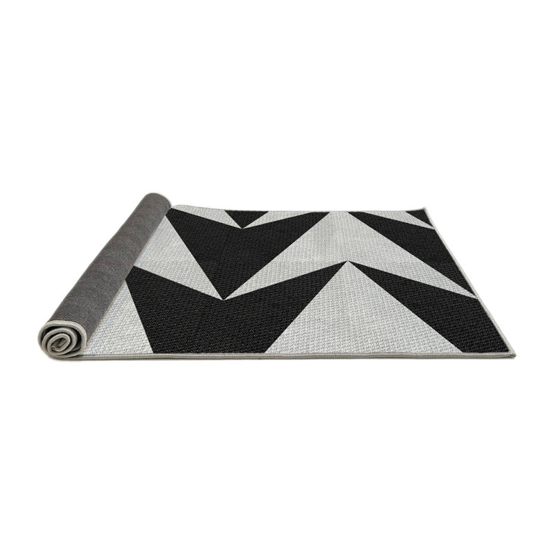 Tapis tissé à la machine blanc et noir, Carré 6 pi