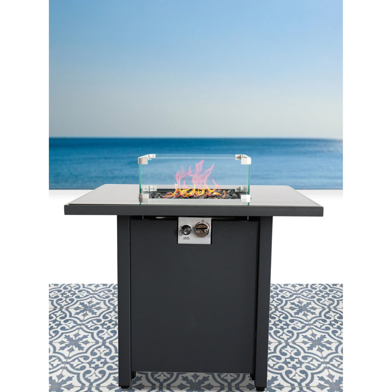 Table de foyer d'extérieur l 30 po avec couvercle, H 25 po, acier inoxydable, foyer en acier de jardin, X Leisure