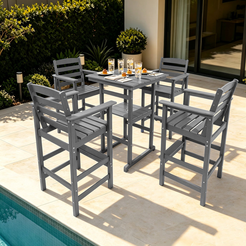 Ensemble 5 pièces de chaises de bar pour l'extérieur, Navy