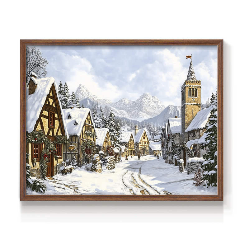 Chirstmas Art-CCXCVIII -Framed Print - Restickable, Noyer, H 16 po x l 20 po