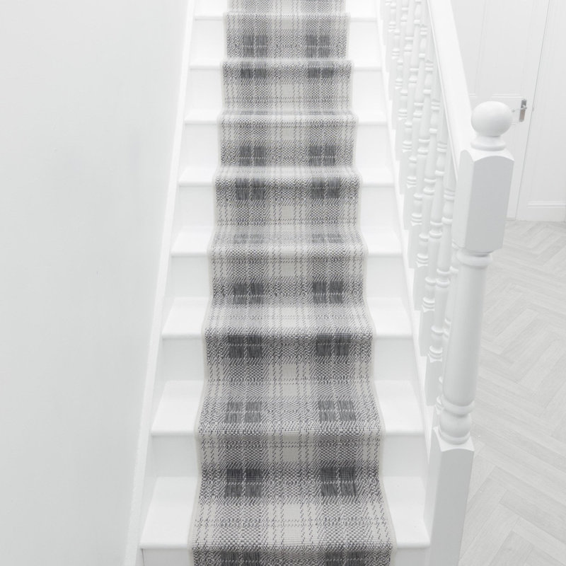 Stair Runner Plaid Flatweave Area Rug, Runner 60 x 630 cm