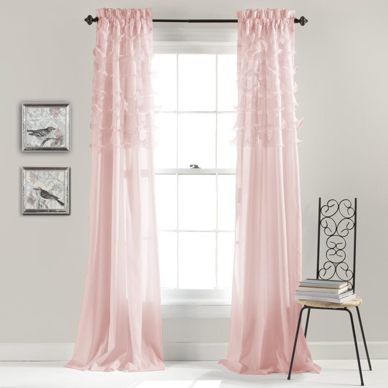 Avery Semi Sheer Curtain Pair, Light Gray, 54" W x 84"L