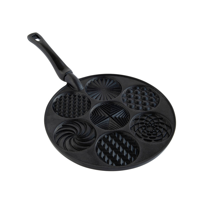 Black Cast Aluminum Patterned Pancake Pan with Handle