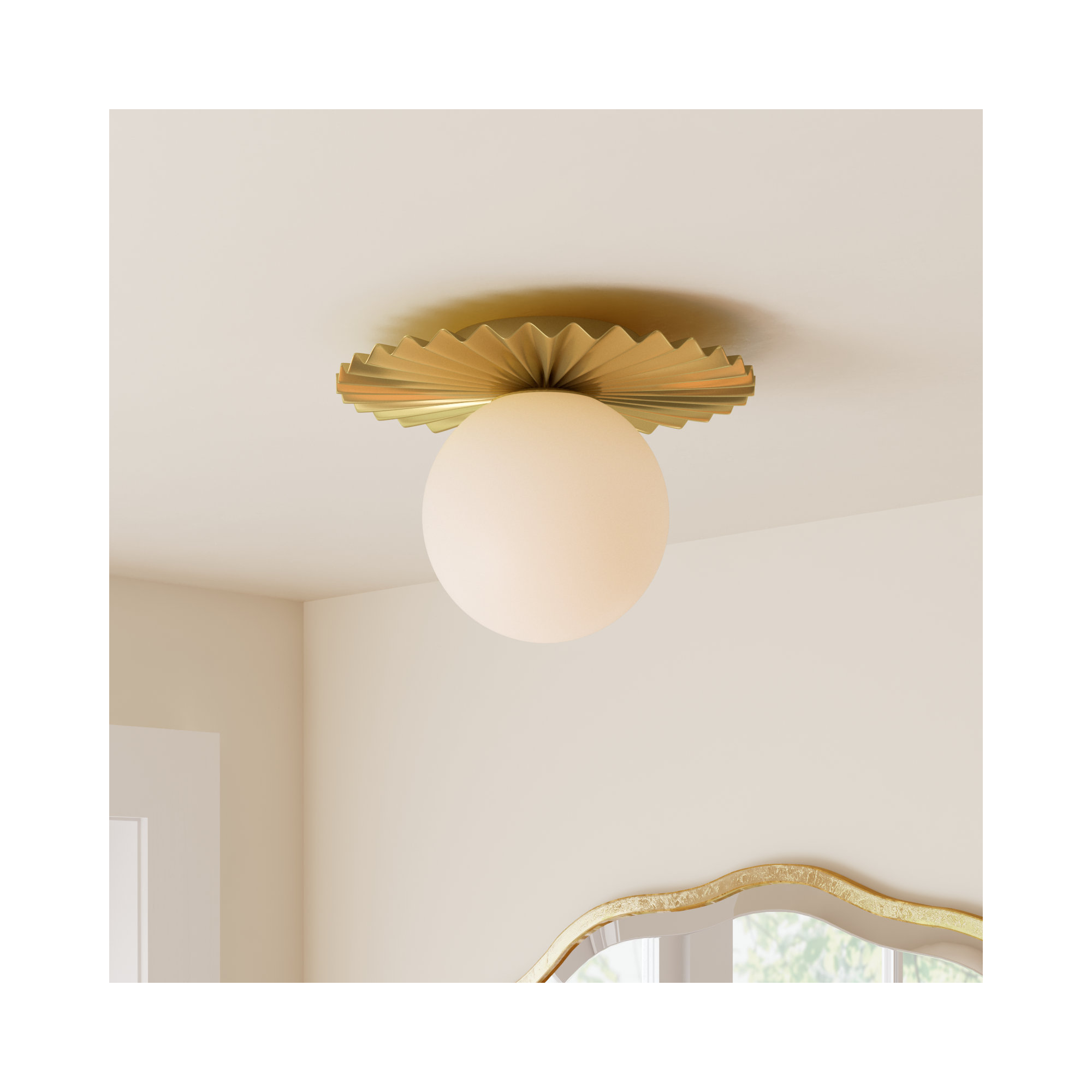 Abbey Glass Flush Mount, Brushed Gold