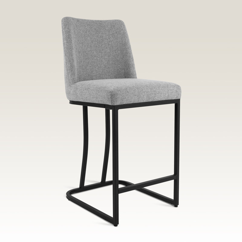 Upholstered Counter & Bar Stool With Backs, Gray