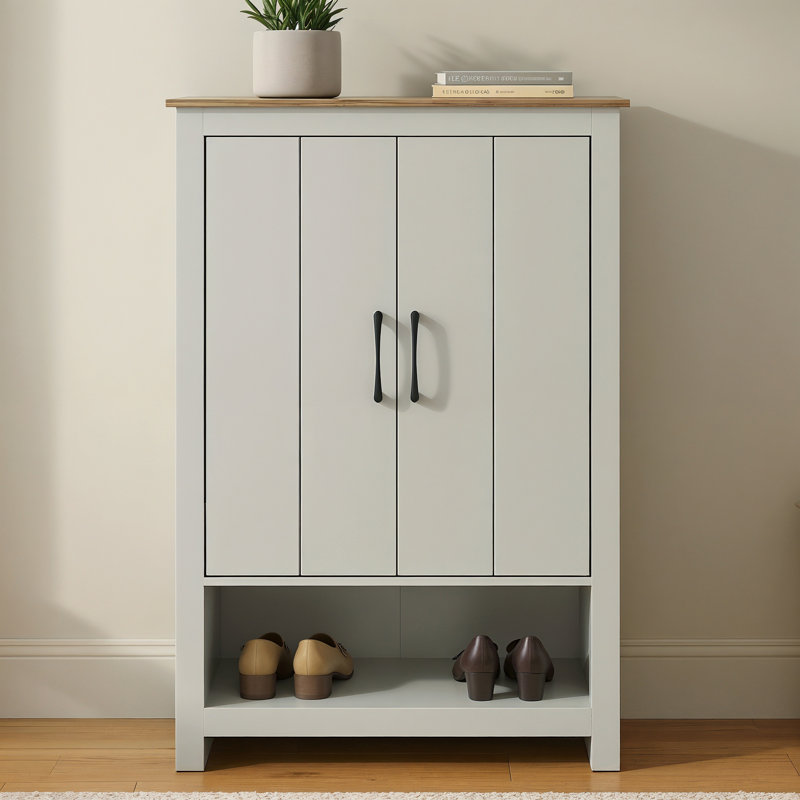 Limestone 3ft Shoe Cabinet, Light Grey