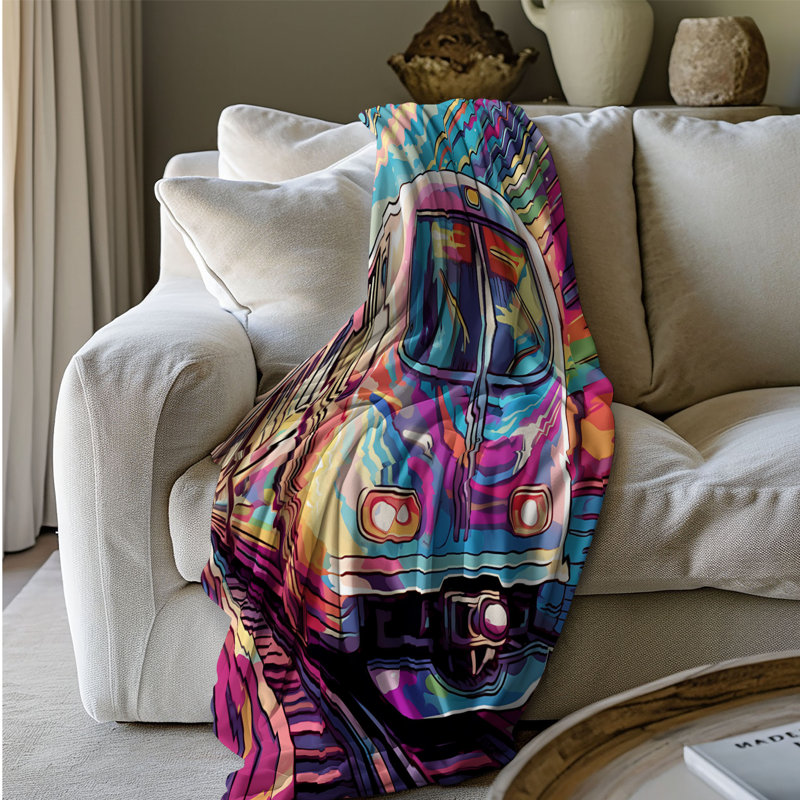 Vivid Train Voyage - 1 Pièce Sherpa Premium - Reproduction d'art luxueuse, Grand lit