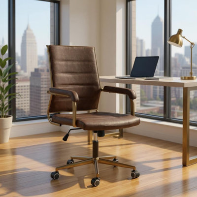 Chaise de bureau pivotante espresso et bronze