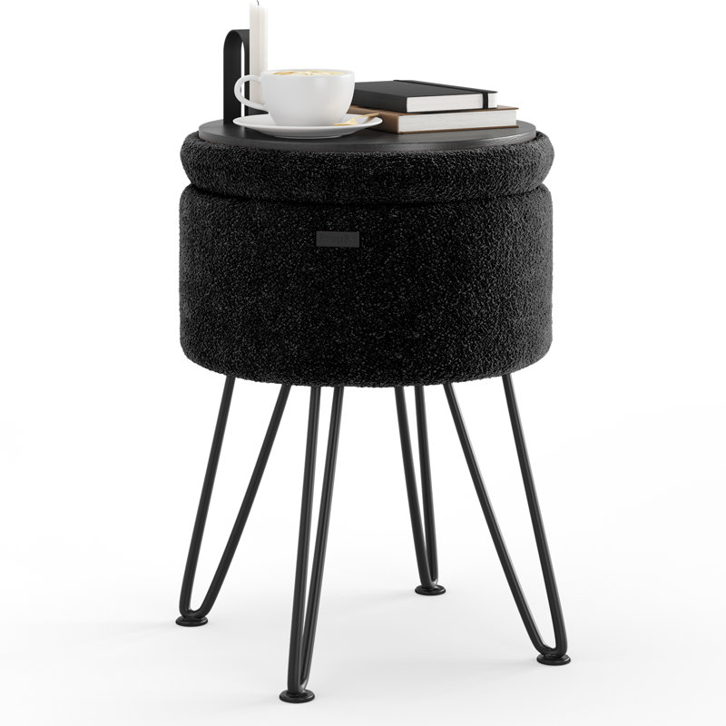 Table d'appoint moderne avec rangement, Noir, Boucle noire 