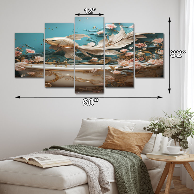  «Bathroom Art Deco II - Bath & Laundry, reproduction d'art murale - 5 panneaux