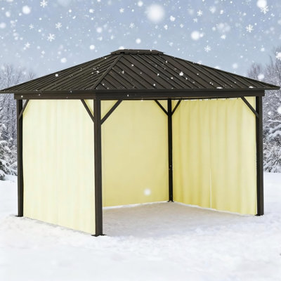 Pavillon de jardin avec moustiquaire 11,9 "x 9,8" avec cadre en aluminium et crochet supérieur, crème