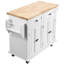 Îlot de cuisine avec plateau en bois massif, chariots mobiles d'une largeur de 35,4 po avec armoire de rangement, table de cuisine roulante avec support à épices, porte-serviettes et tiroir, îlots sur roulettes portables