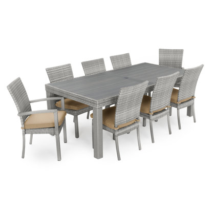 Cannes Outdoor 9 - Piece Dining Set with Cushions
