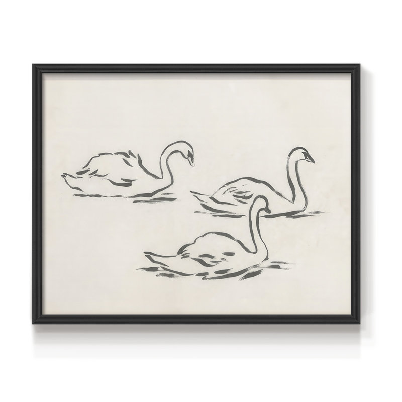 Swan Sketch II -Framed Print - Restickable, H 8 po x l 10 po, Noir, noir, noir, noir