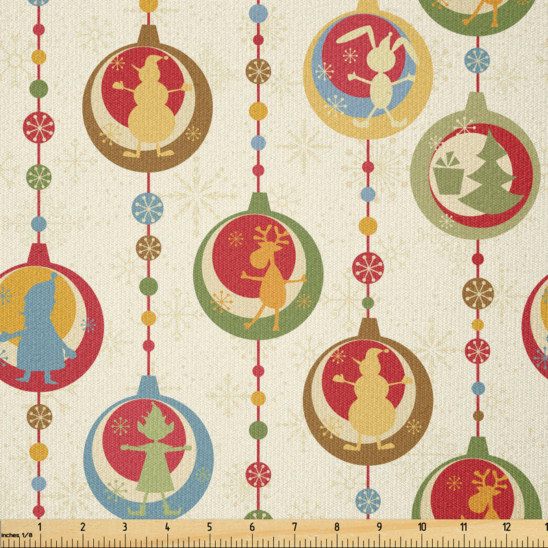 Fabric by the meter, ball deer Santa-Elf, multi-colored, 1 meter